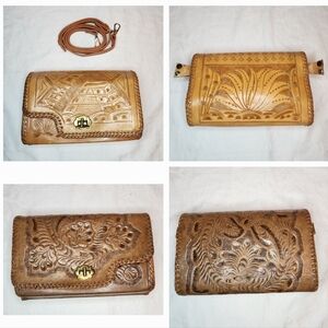 70s Reversible Handtooled Leather Purse